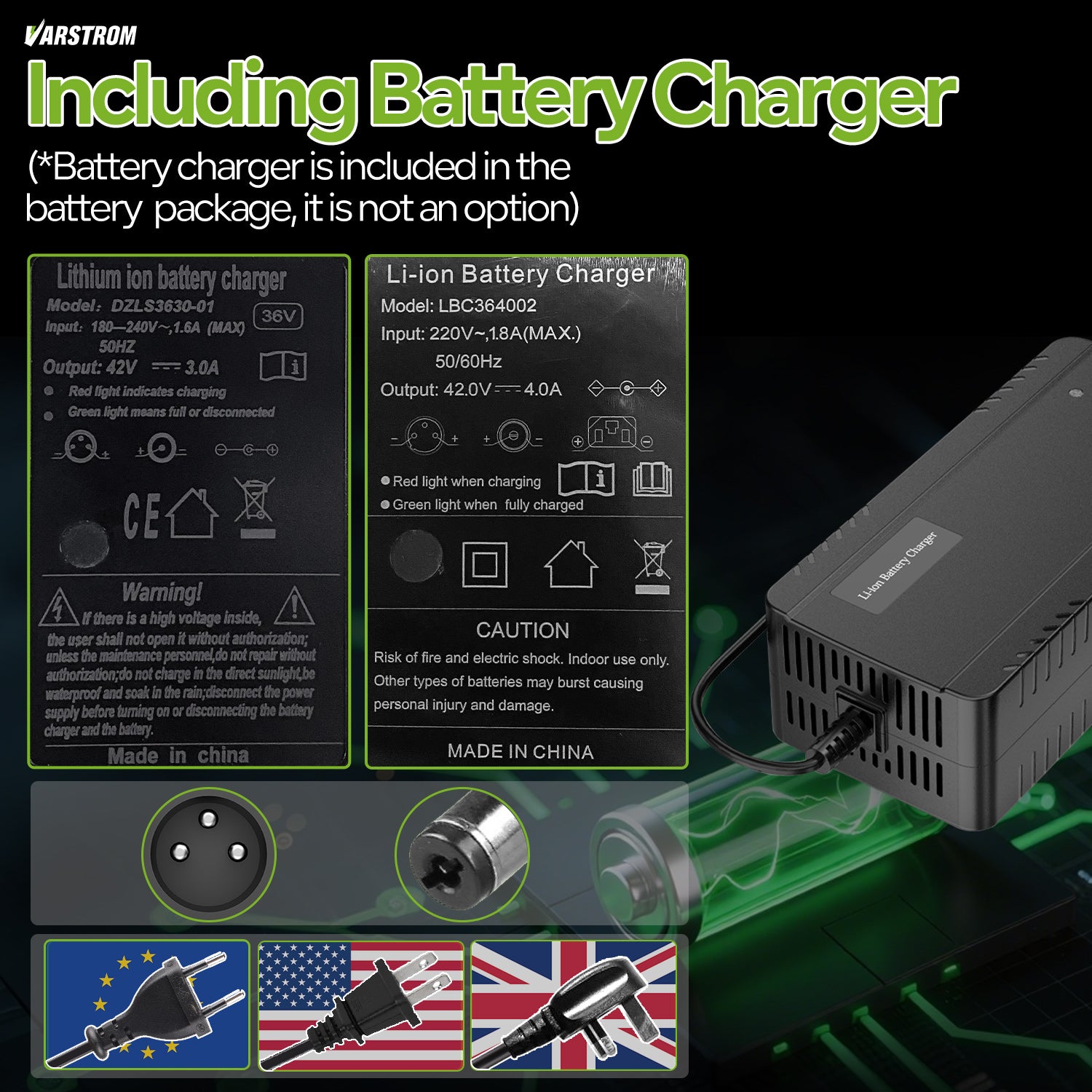 42VChargerOptionsforVarstrom36VBatteriesforElectricBikeConversionKits