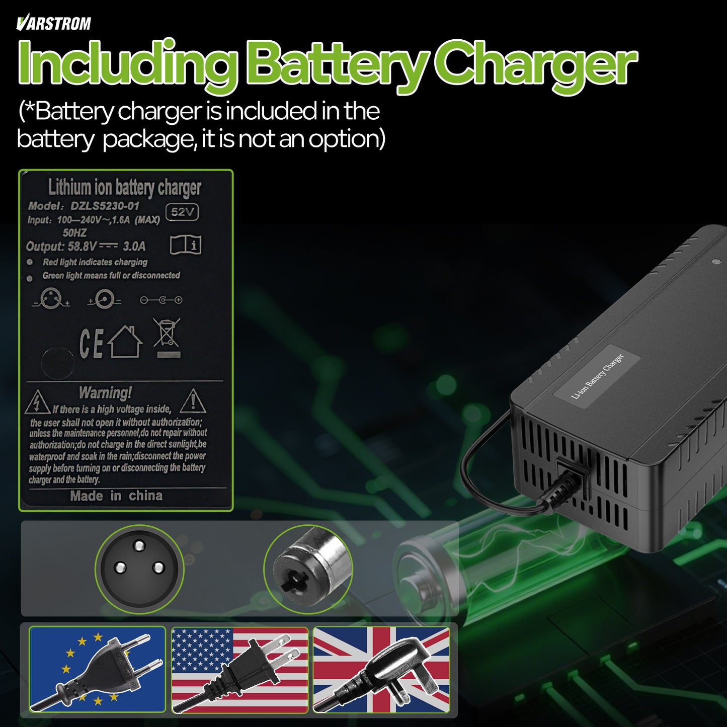 52V Battery with Charger for E-Bike Conversion
