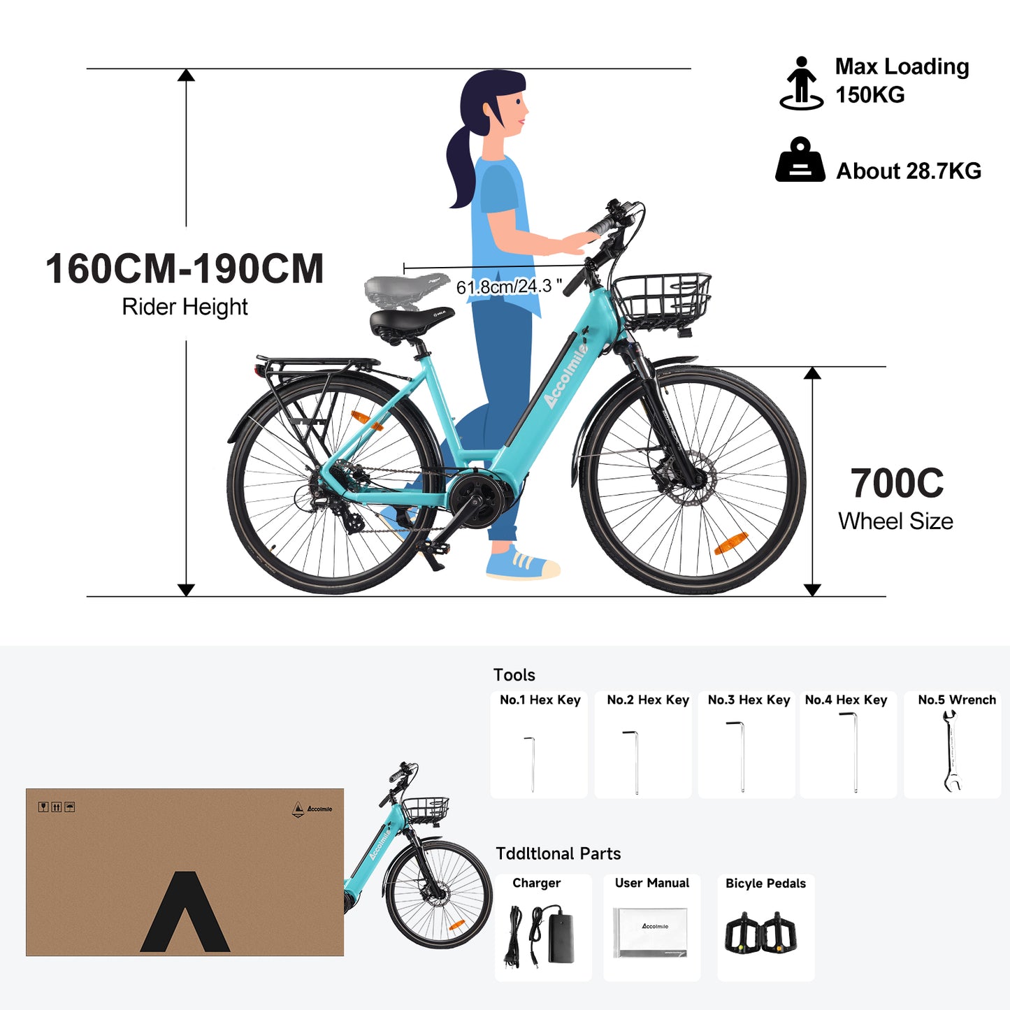 250W 180km BAFANG Torque Sensor Mid-Drive Motor eCity Bike