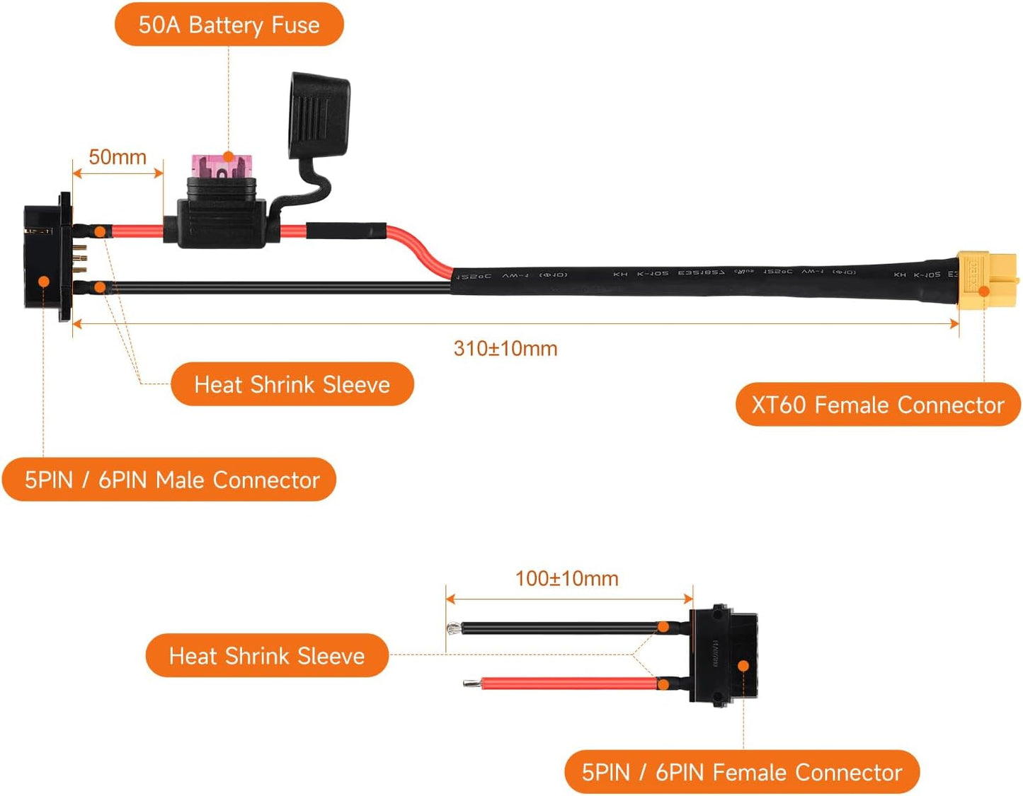 5-Pin 6-Pin Battery Connector for Hailong Shark Downtube Electric Bicycle Battery