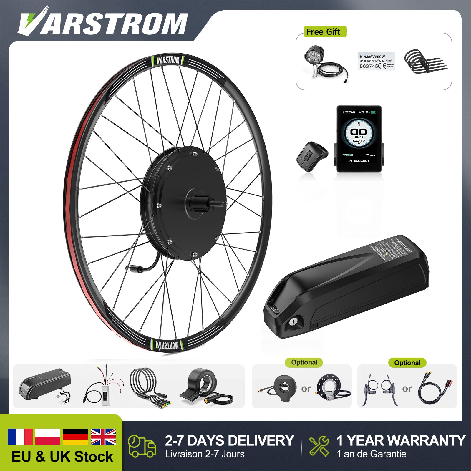 Varstrom 48V 1000W Rear Hub Hub Motor Conversion Kit E-Bike