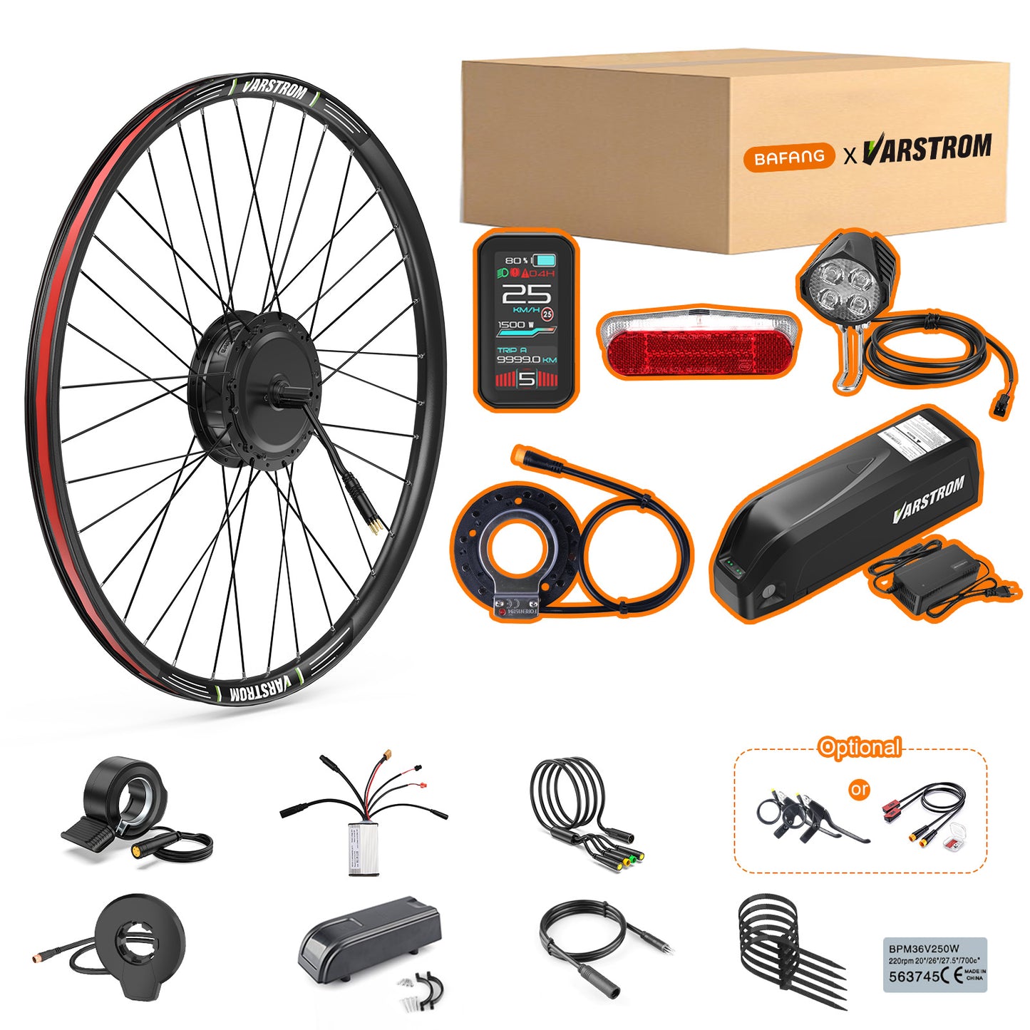 Package for BAFANG 48V 500W FM G020.500.D Front Hub Complete Conversion Kit