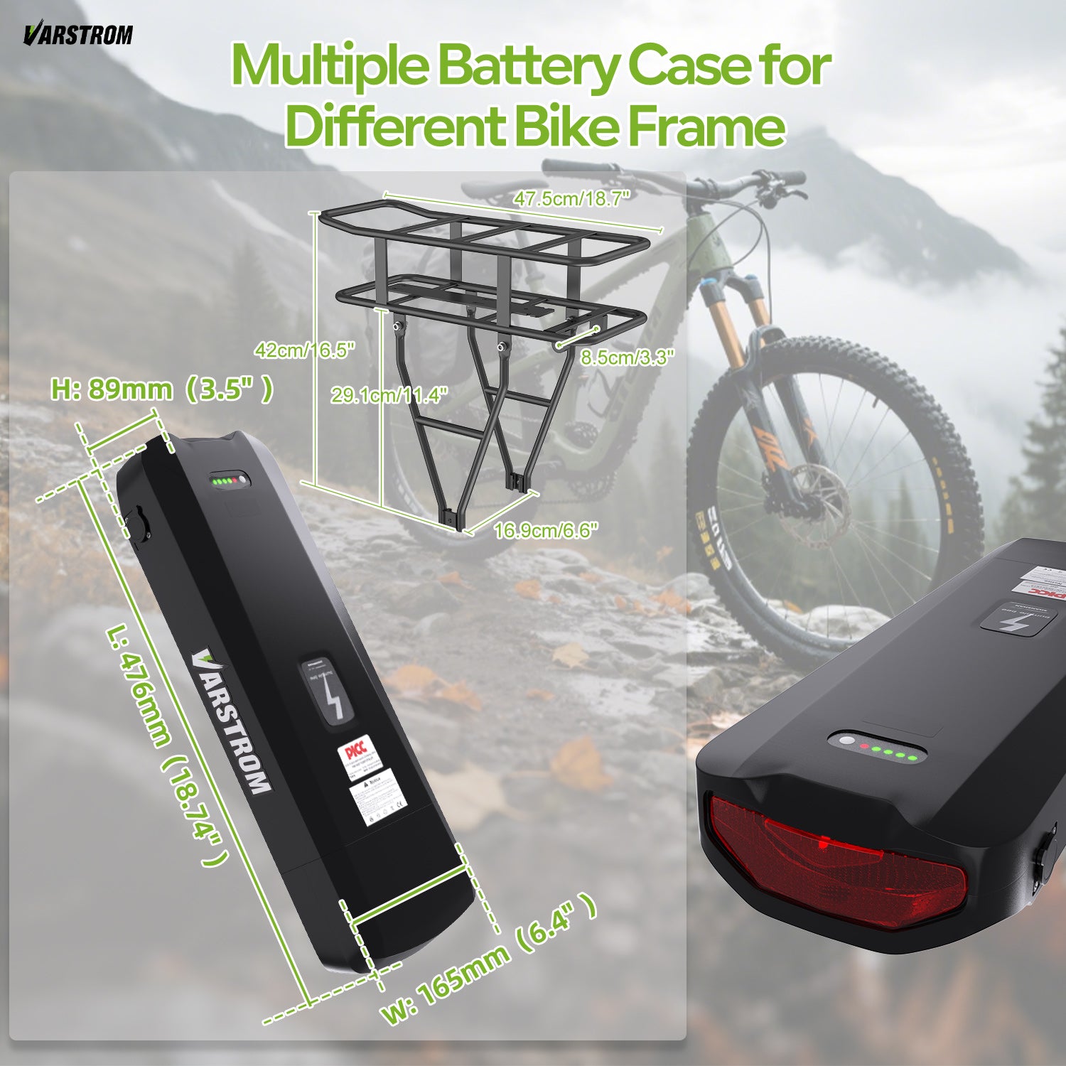 RearRackBatteryMeasurementforVarstromElectricCycleBattery