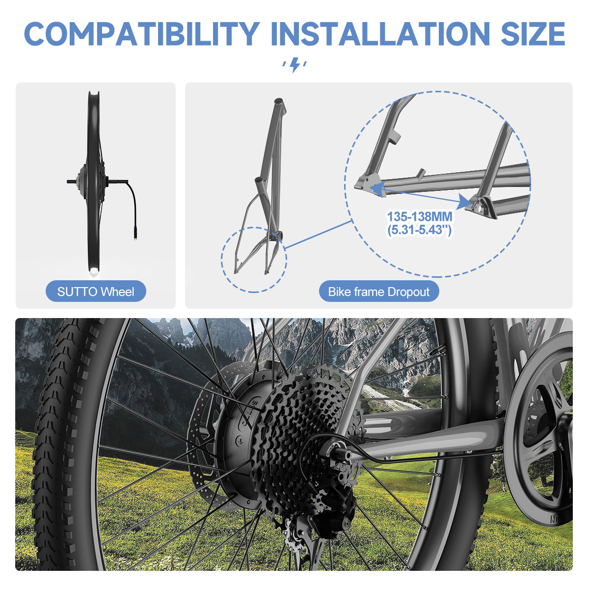 SUTTO 36V 250W Rear Hub Cassette Electric Bike Hub Kits for E-Bike Conversion