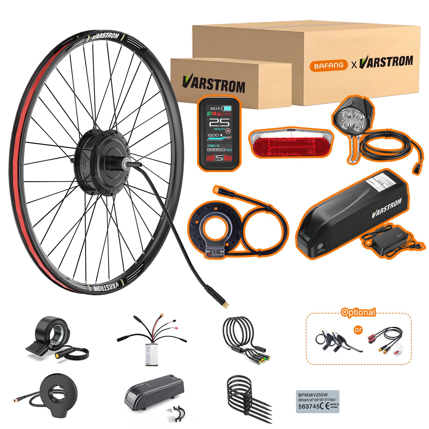 VARSTROM 48V 500W Rear Hub Kit Bafang Package