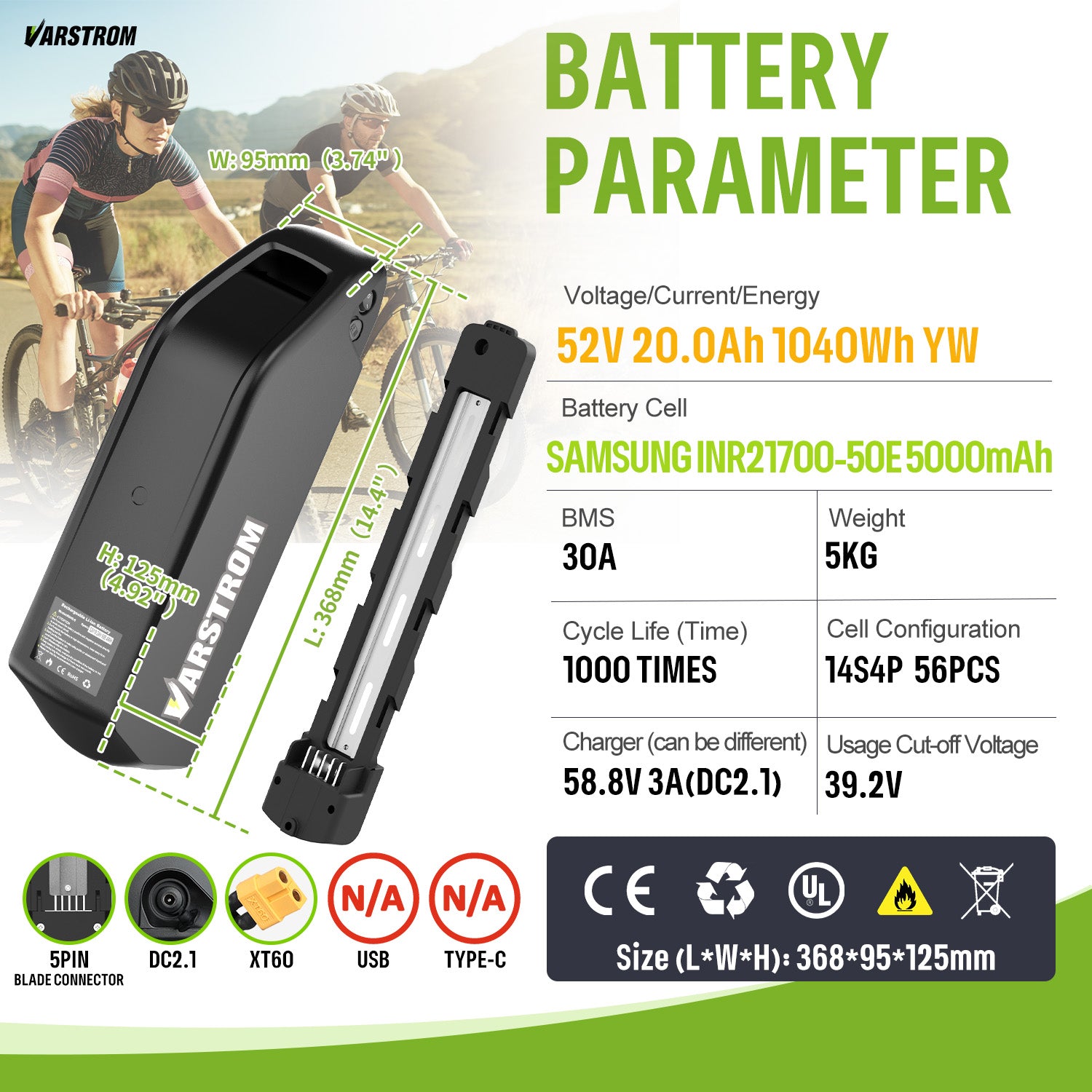 Varstrom52V20.0Ah1040WhYW_SAMSUNGINR21700-50E5000mAh