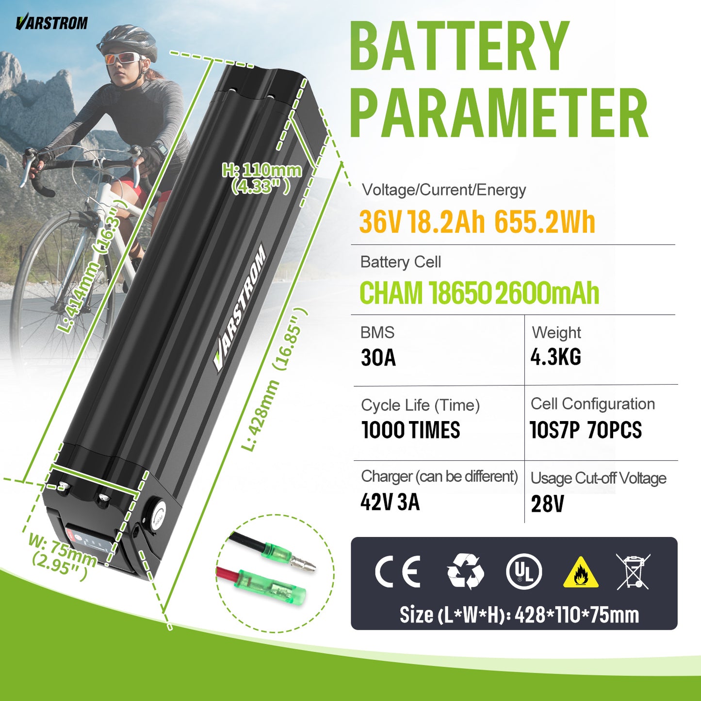 36V Battery with Charger for E-Bike Conversion