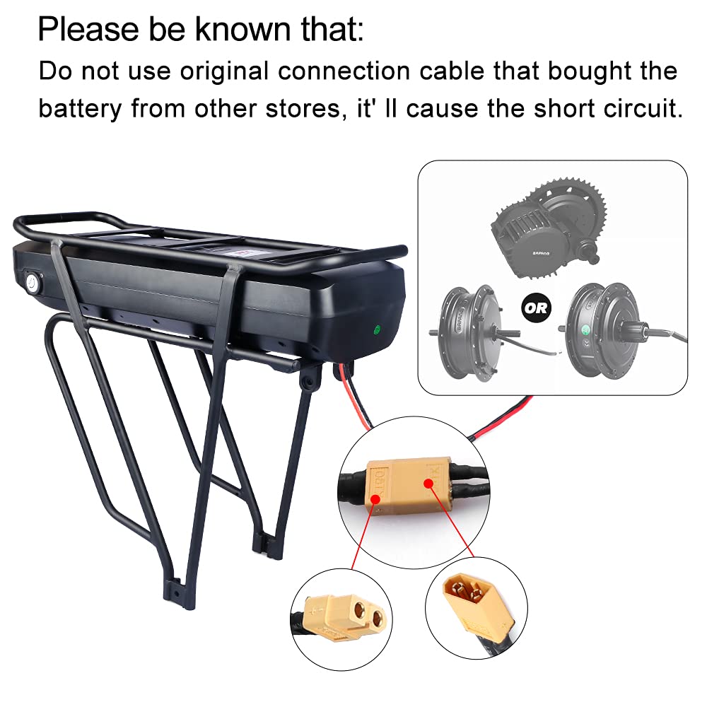 48V 17.5 Ah/36V 22.5Ah/52V 17.5 Ah Lithium Pannier Rack Electric Bicycle Luggage Battery
