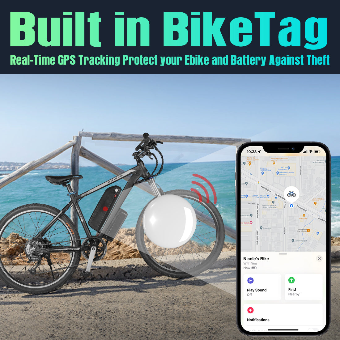 Varstrom Built-in Hailong Down Tube Socket Air Tag eBike Anti-theft Locator
