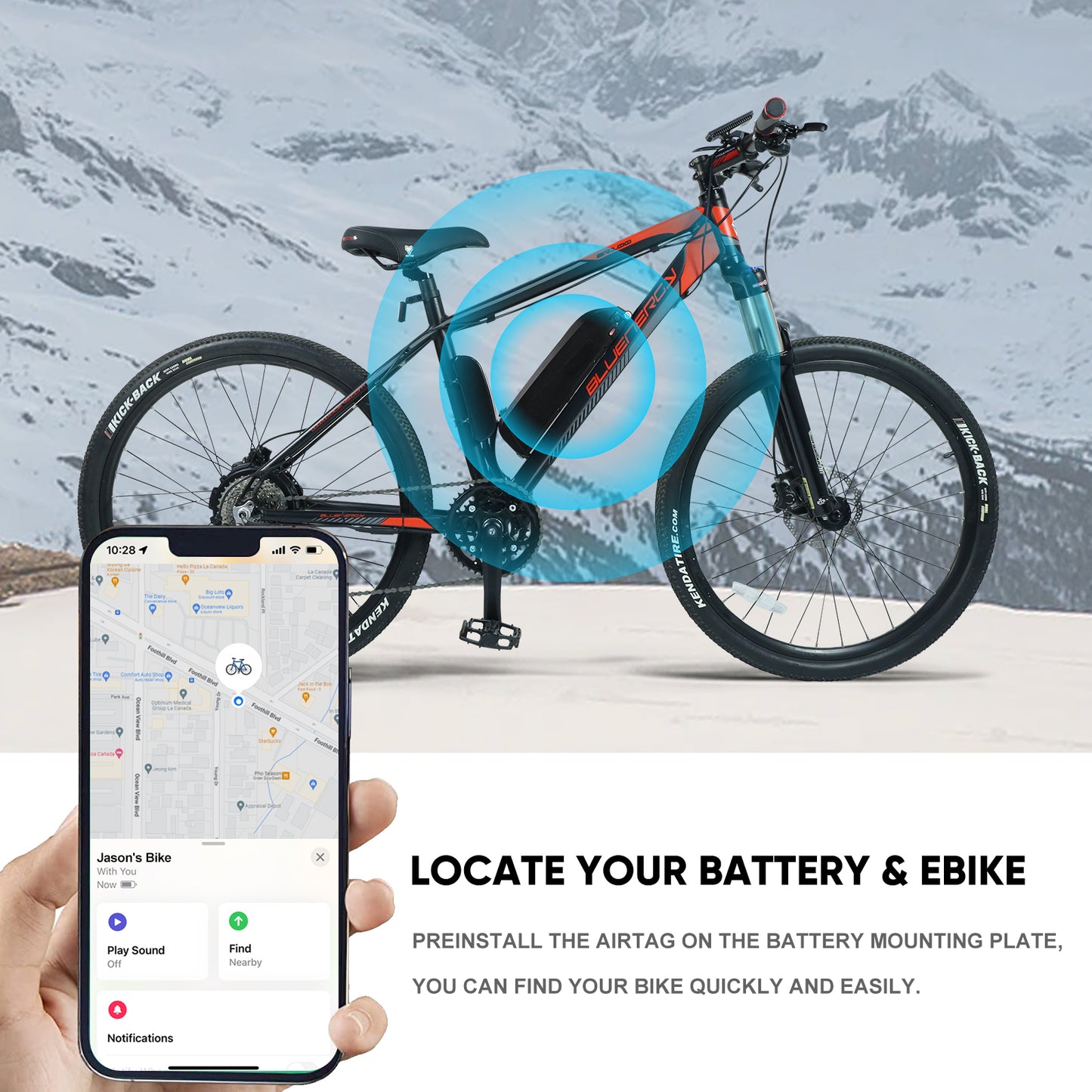 Varstrom Built-in Hailong Down Tube Socket Air Tag eBike Anti-theft Locator