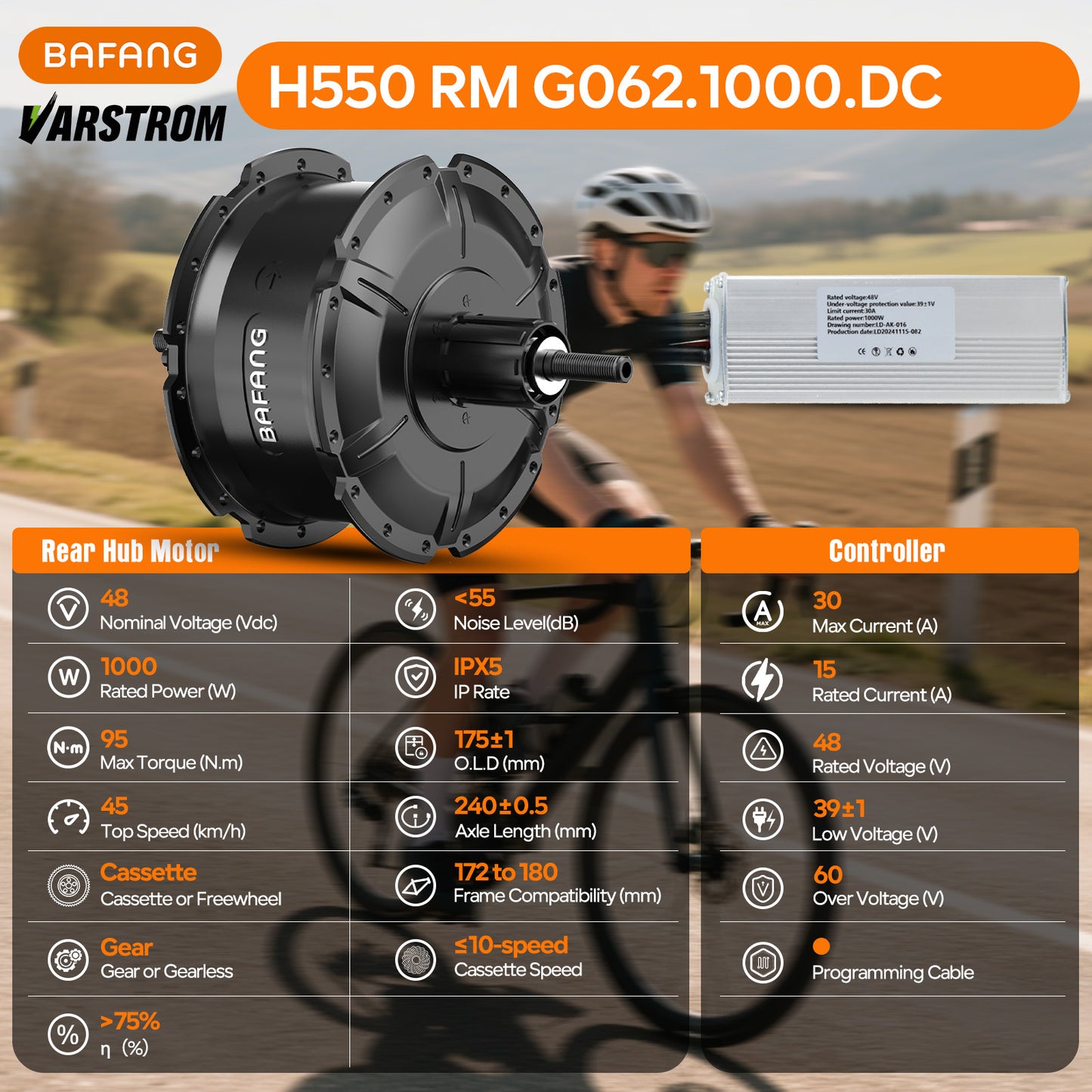 26" BAFANG 48V 1000W RM G062.1000.DC Rear Hub Complete Conversion Kit