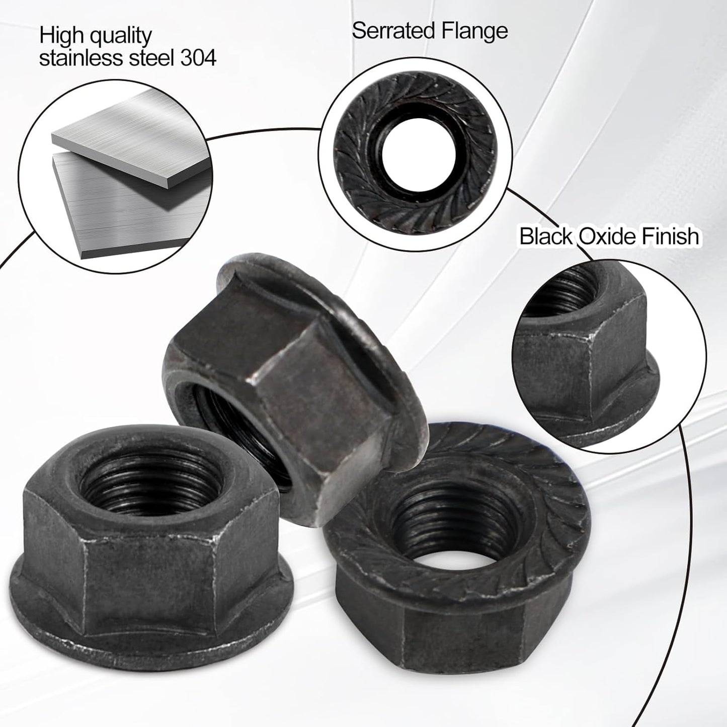 Flanged Lock Nuts Black Oxide Finish