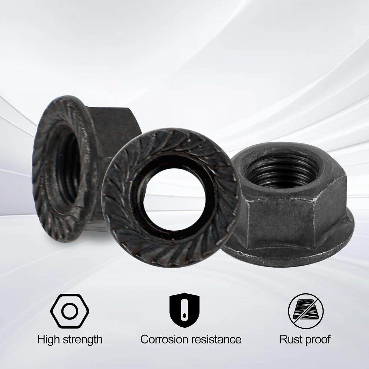 Flanged Lock Nuts Black Oxide Finish