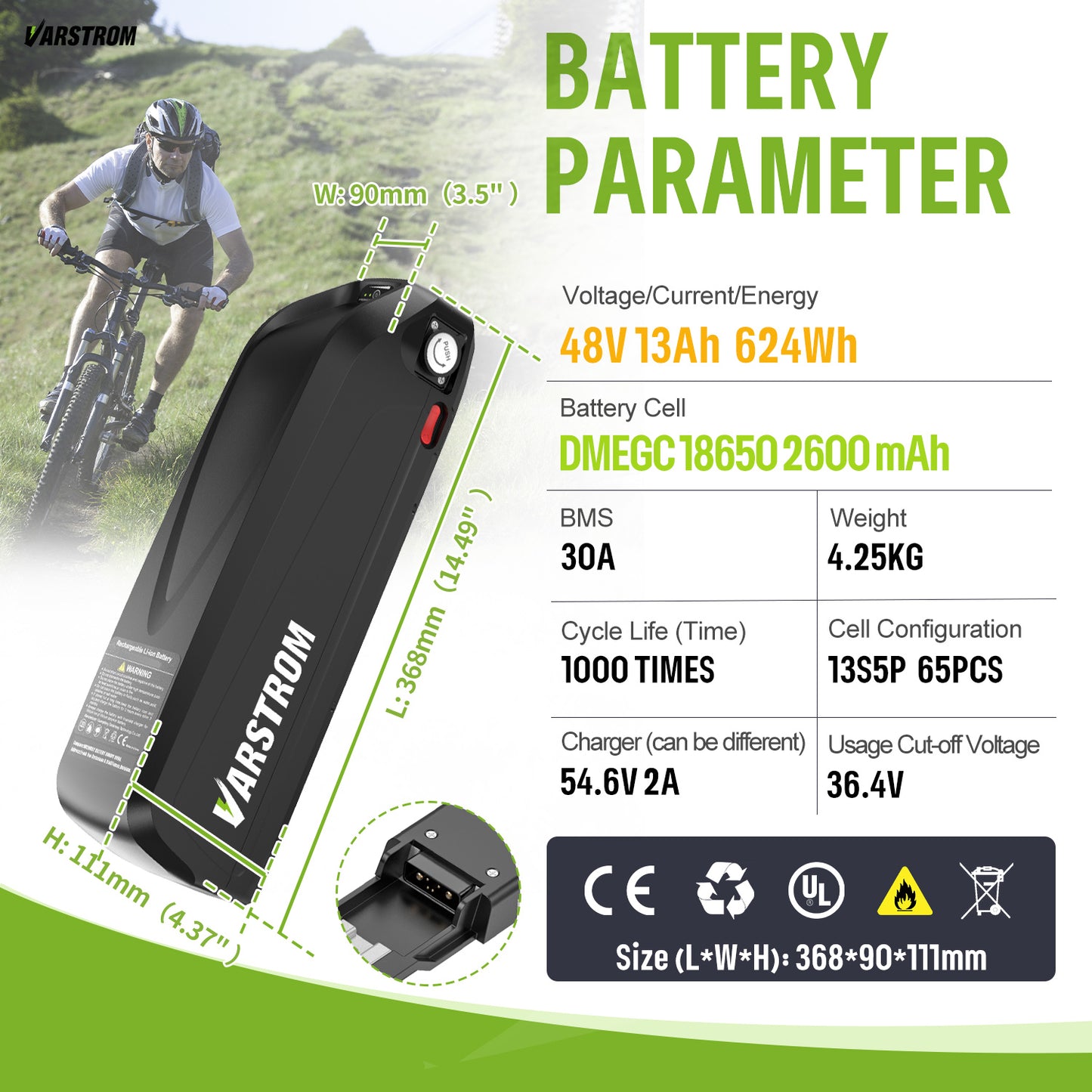 48V Battery with Charger for E-Bike Conversion