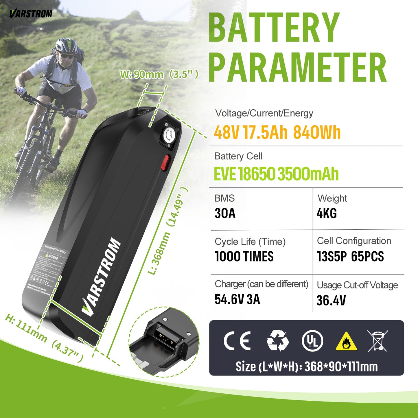 48V Battery with Charger for E-Bike Conversion