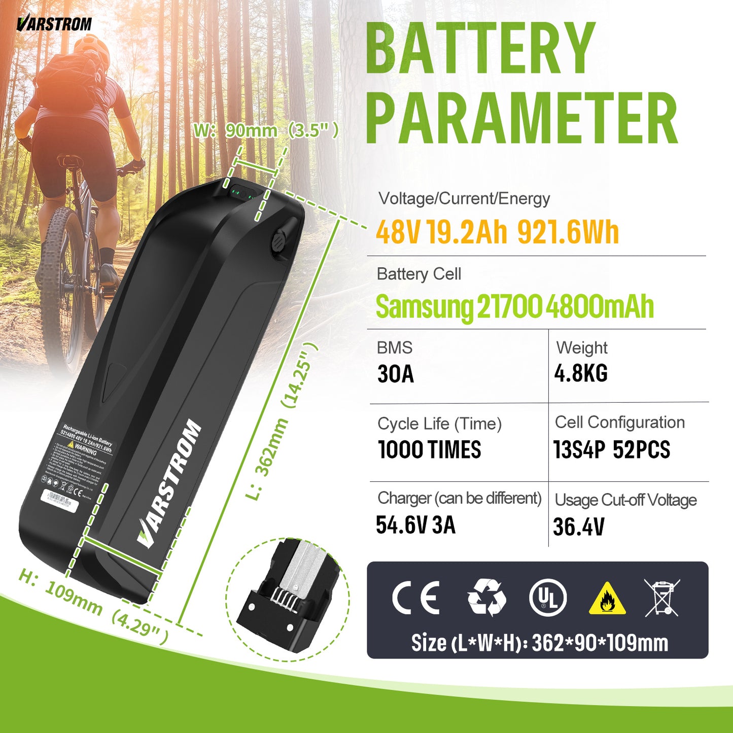 48V Battery with Charger for E-Bike Conversion