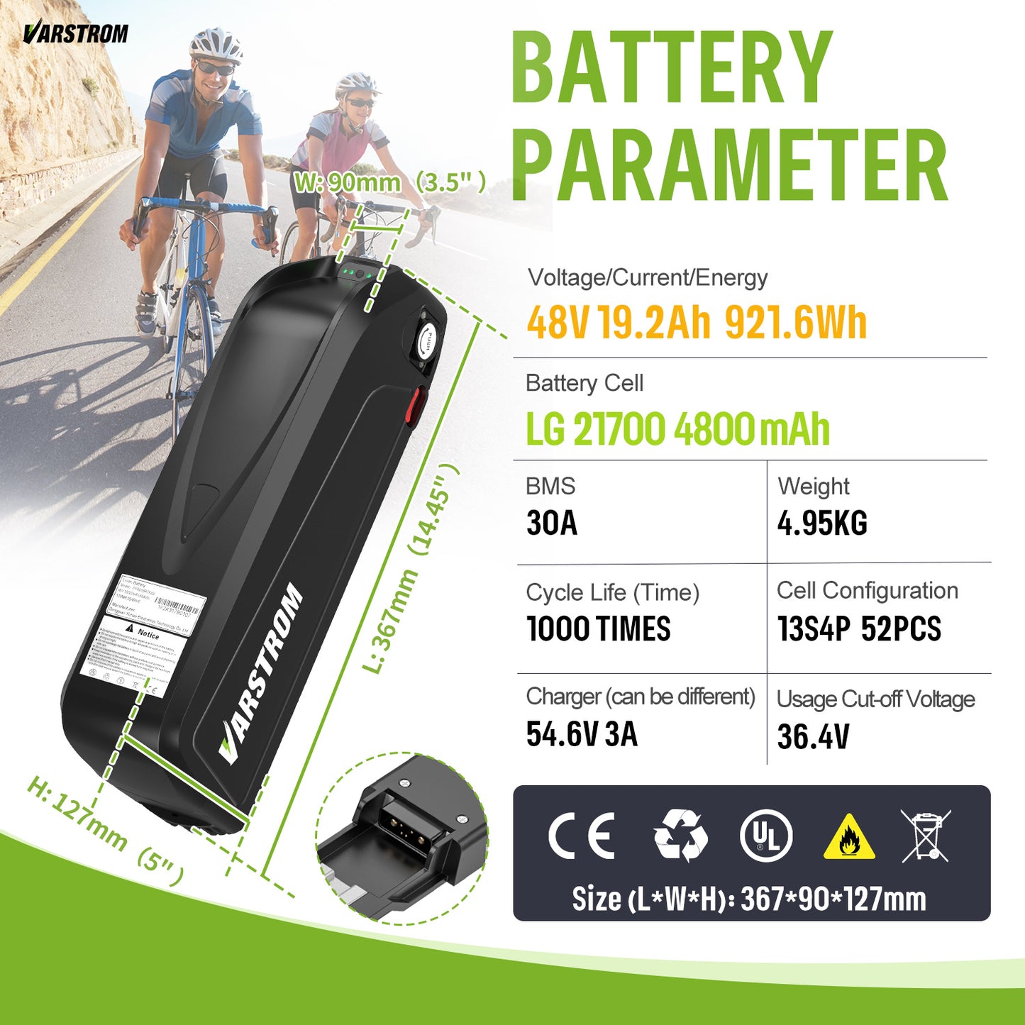 48V Battery with Charger for E-Bike Conversion