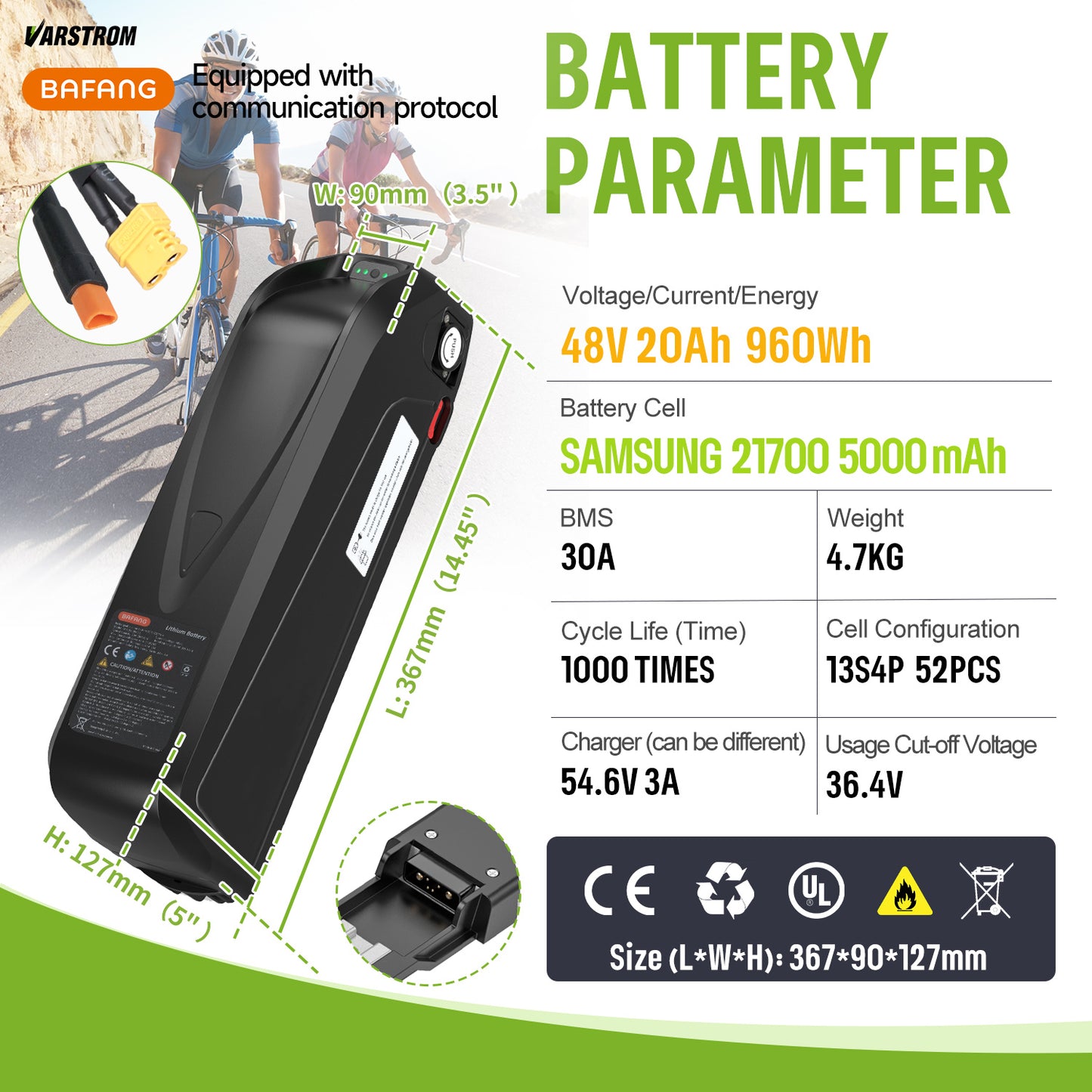 48V Battery with Charger for E-Bike Conversion