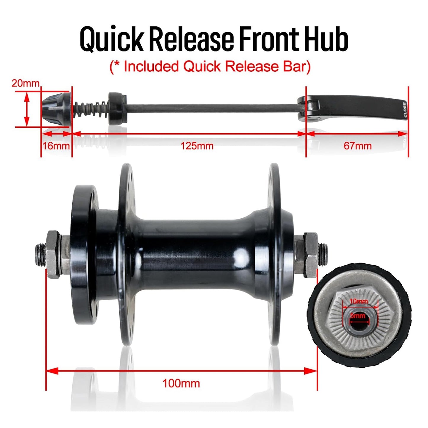 Quick Release Front/Rear Hub 36-Hole Lightweight Bicycle Wheel Hub