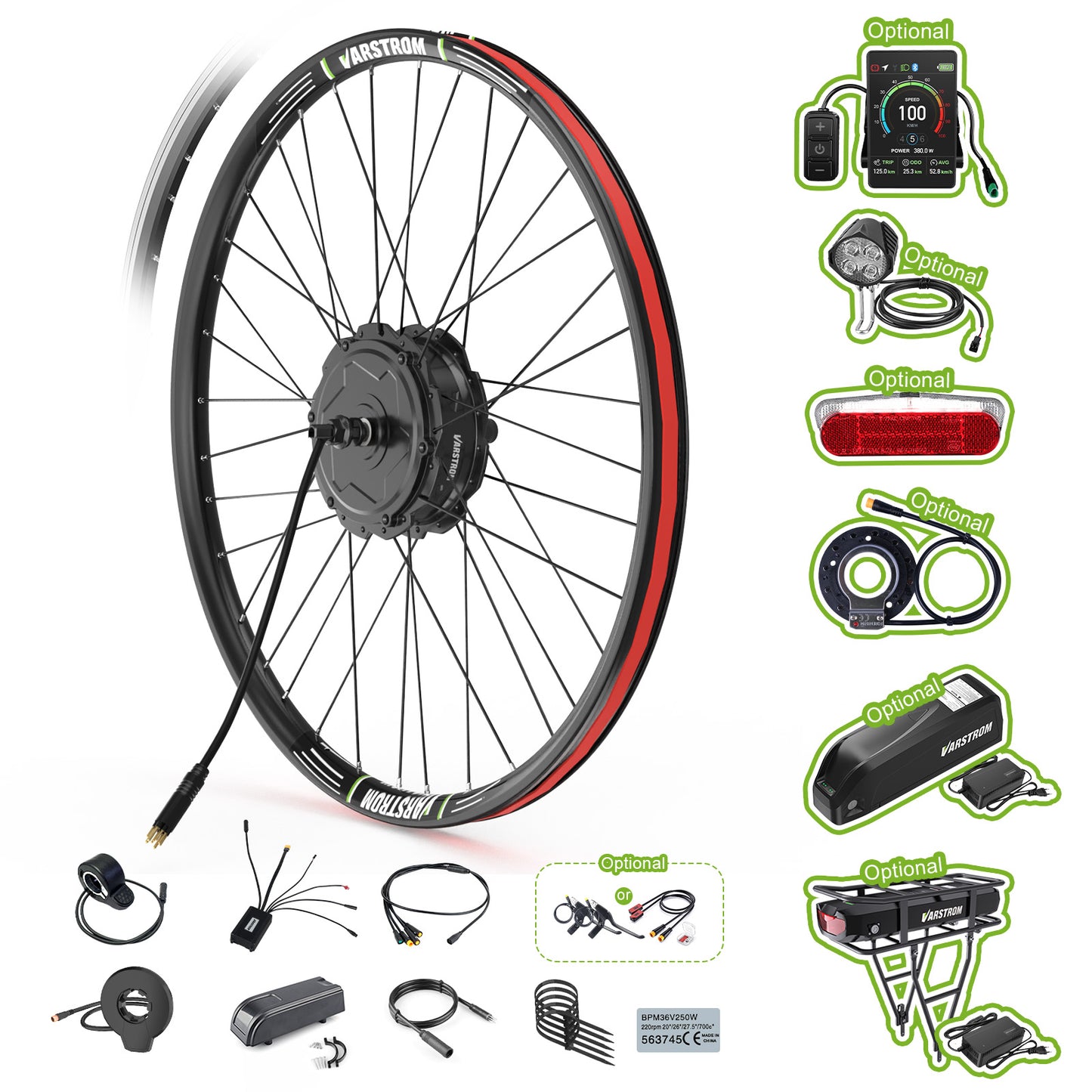 AIKEMA 48V 500W 125EVH.F500 Rear Hub Complete Conversion Kit