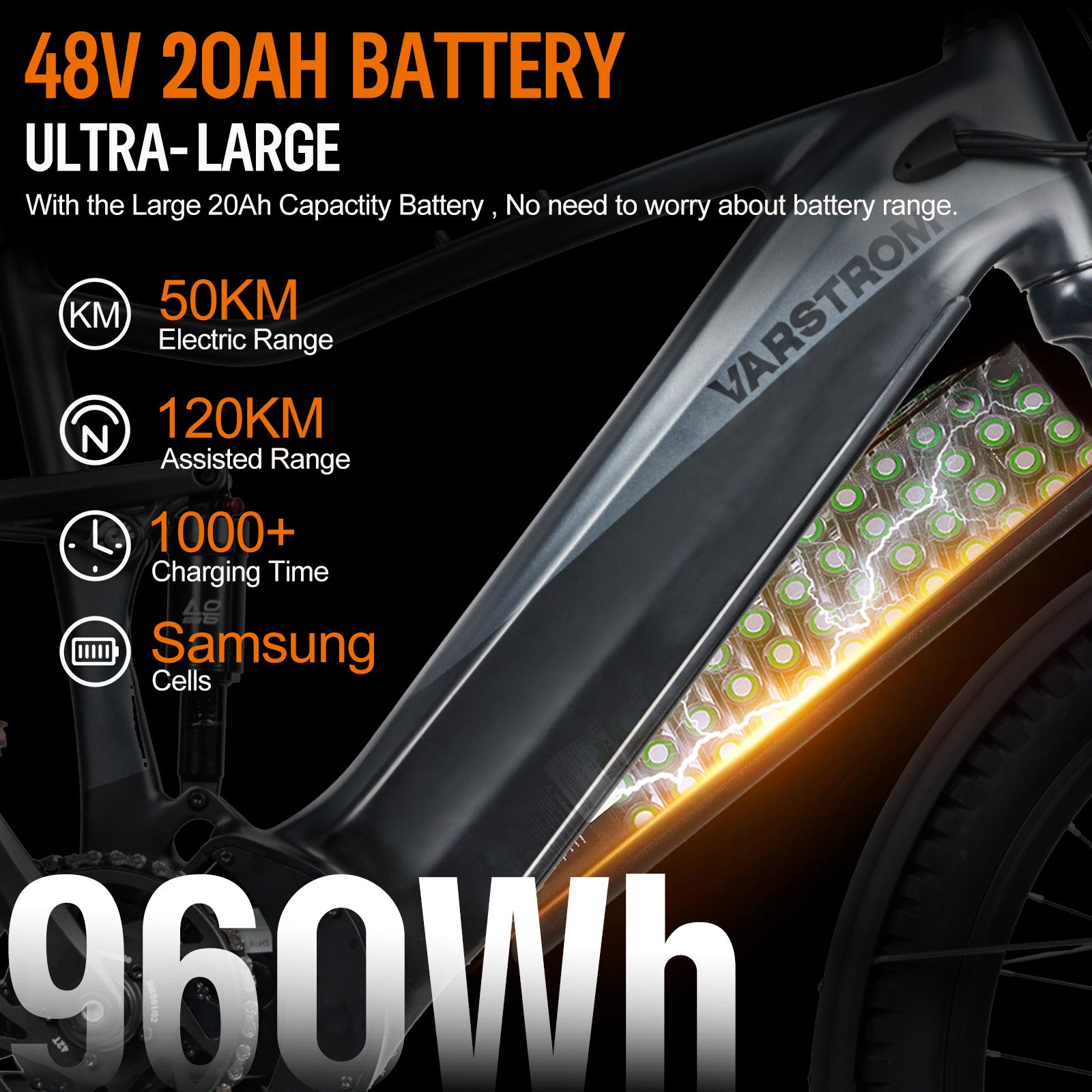 2025 Varstrom 750W eMTB 48V 20Ah 120KM Mileage New Cola Bear