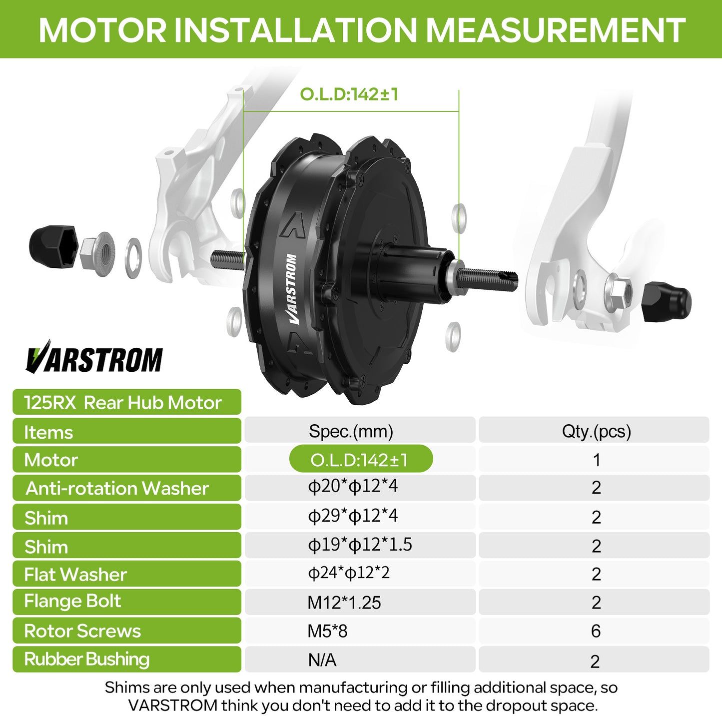 Installation Measurement for VARSTROM AIKEMA 125XVH.RC