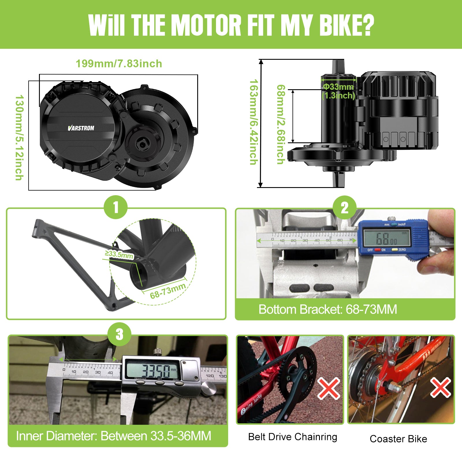 VARSTROM 36/48V Mid Motor | VSM01 Torque Sensor Conversion Kits