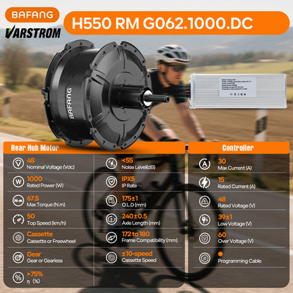 Motor Spec and Controller Spec for BAFANG 48V 1000W RM G0062.1000.DC Rear Hub Complete Conversion Kit