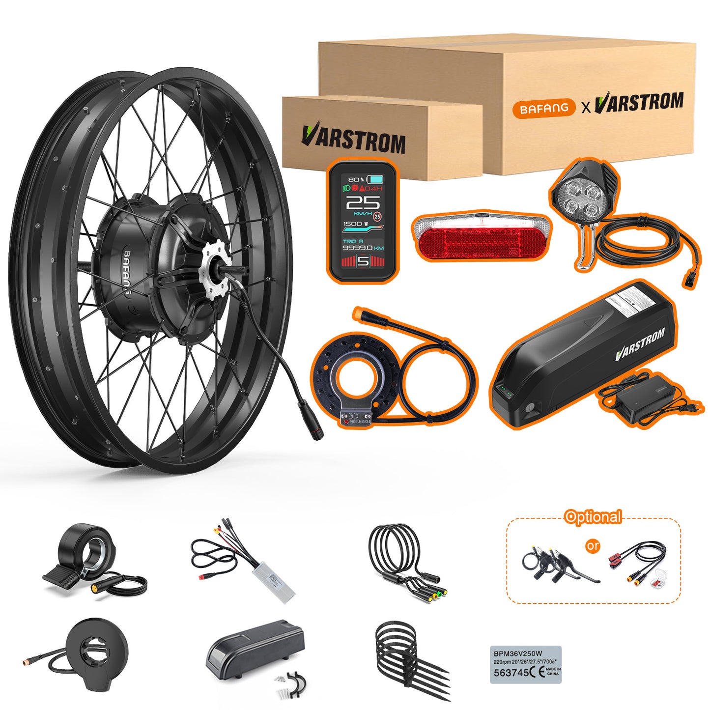 Package List for BAFANG 48V 1000W RM G0062.1000.DC Rear Hub Complete Conversion Kit