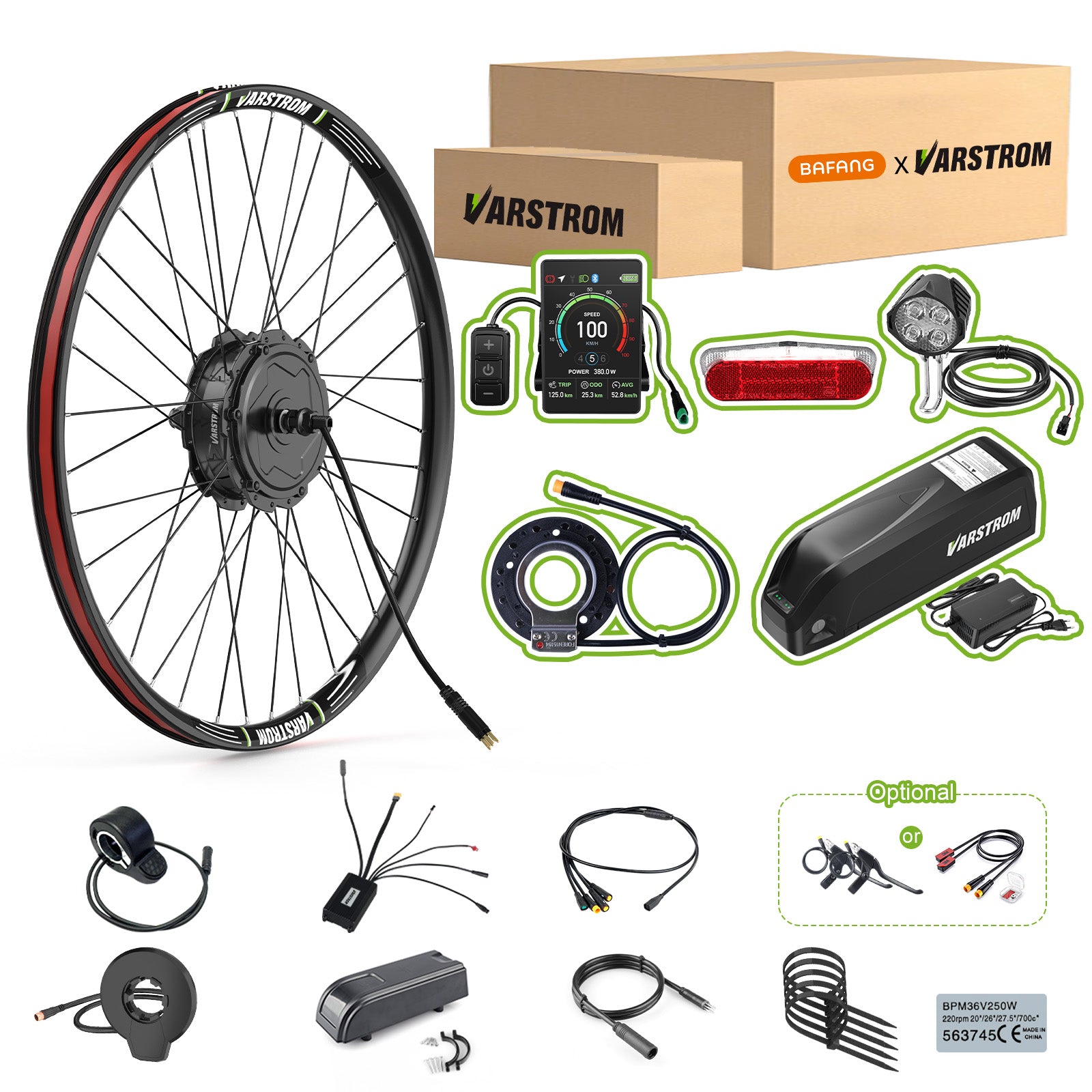 Package for AIKEMA 48V 500W 125EVH.F500 Rear Hub Complete Conversion Kit