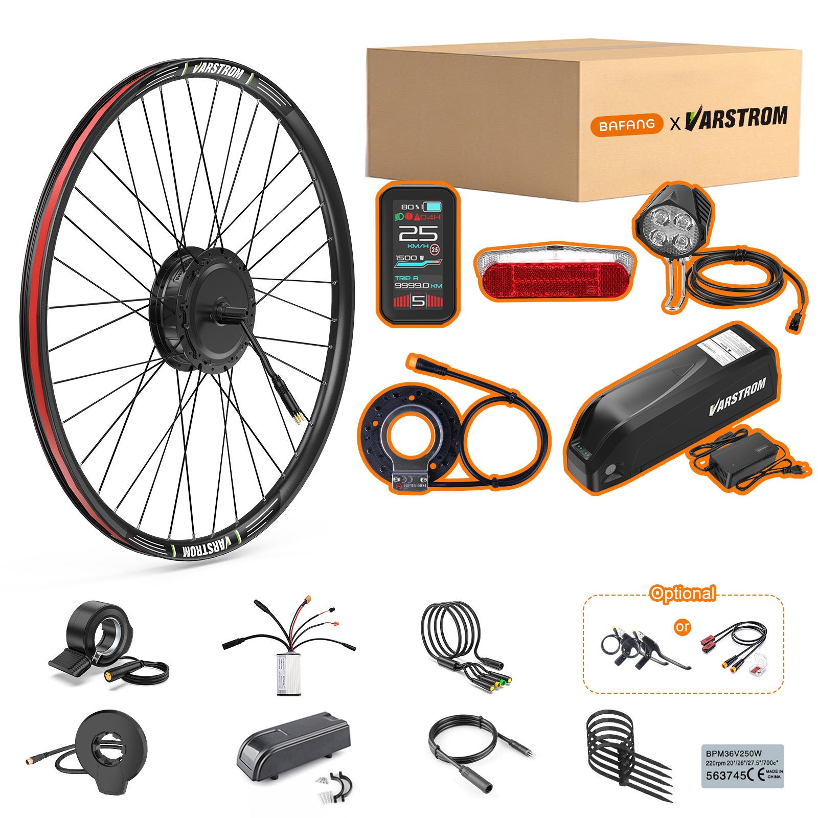 Package for BAFANG 48V 500W FM G020.500.D Front Hub Complete Conversion Kit