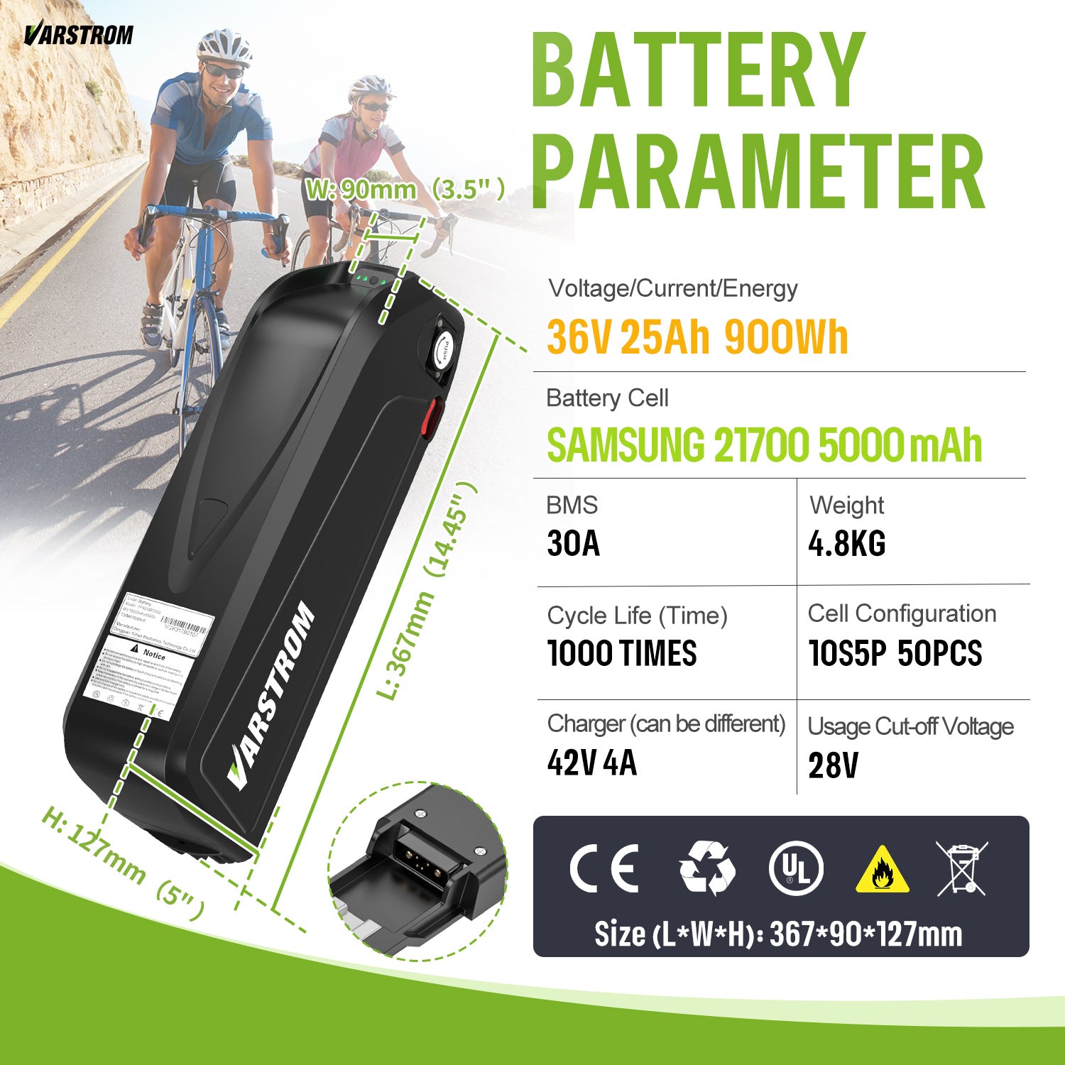 Varstrom36V25.0Ah900WhHLMaxG80_SAMSUNGINR21700-50E5000mAh