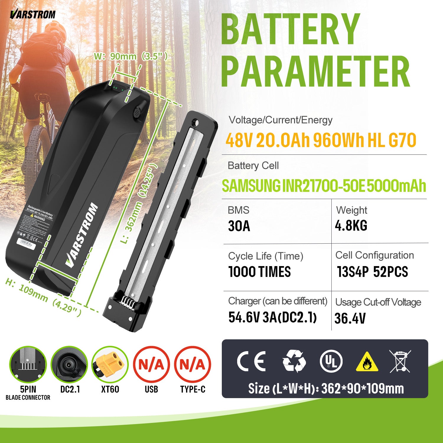 Varstrom48V20.0Ah960WhHLG70_SAMSUNGINR21700-50E5000mAh
