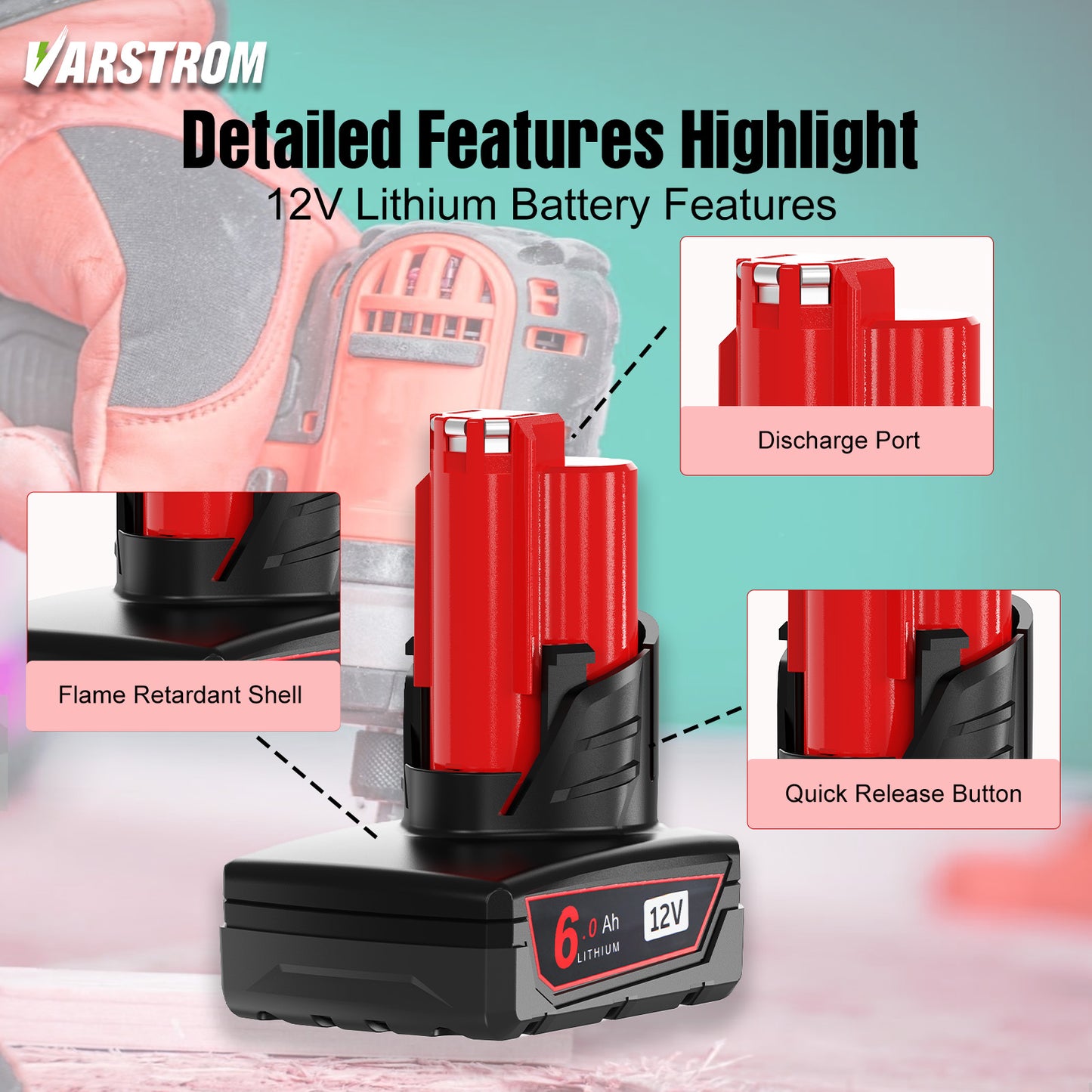 Varstrom 6.0Ah Battery For Milwaukee M12 Cordless Power Tools