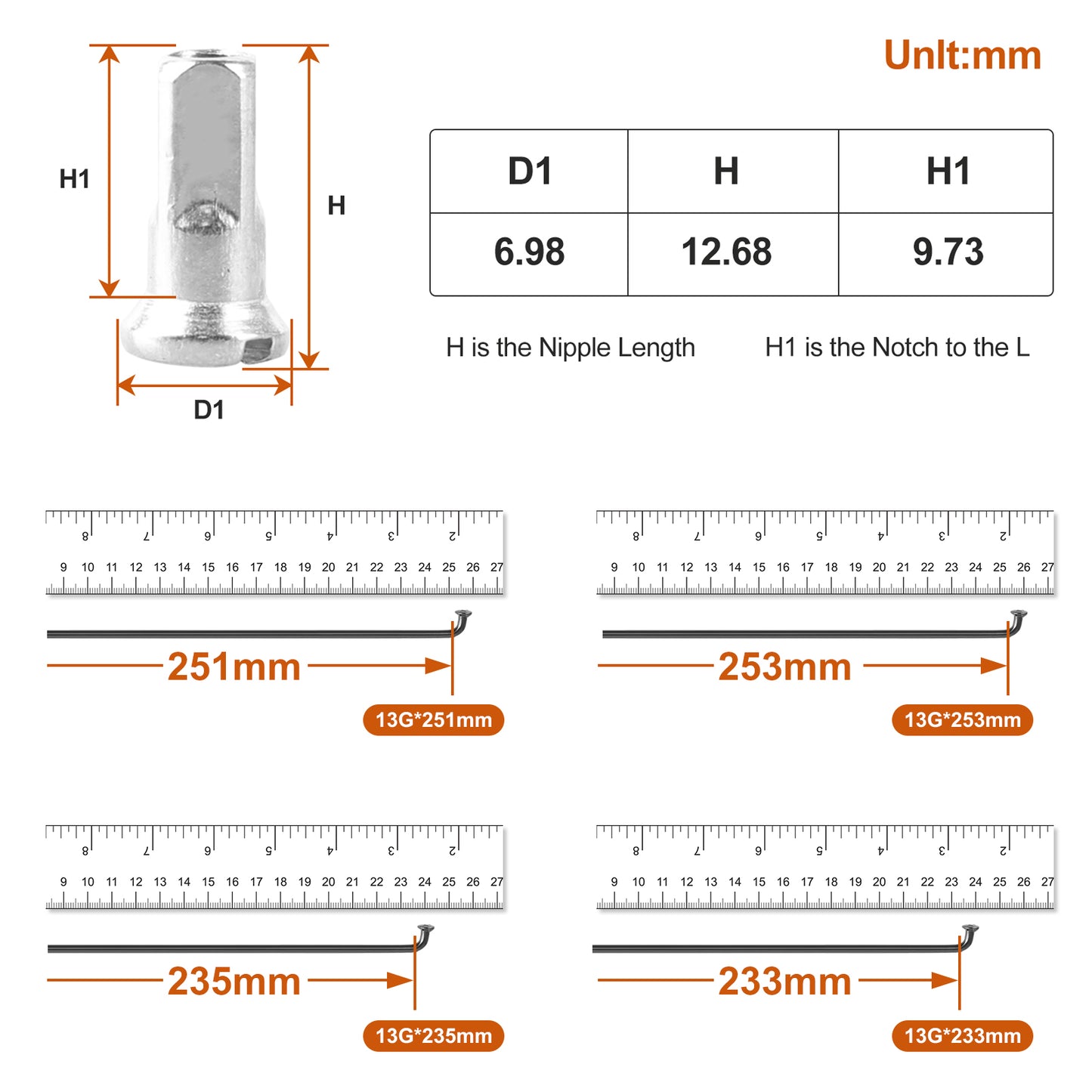 12/13G Stainless Steel Bicycle Spokes