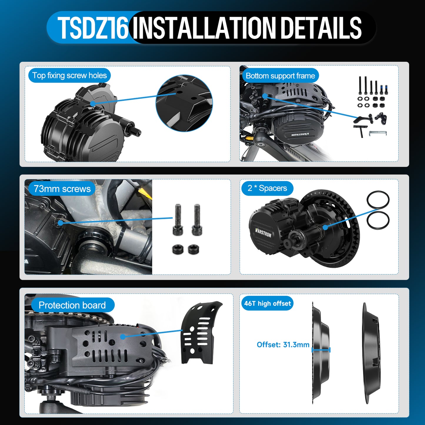TSE TONGSHENG 48V 1000W TSDZ16 Mid Drive Motor Conversion Kits