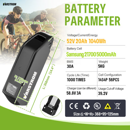 52V Battery with Charger for E-Bike Conversion