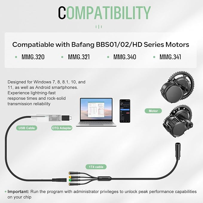 Varstrom BAFANG Programming Cable for 8FUN Mid Drive Kits