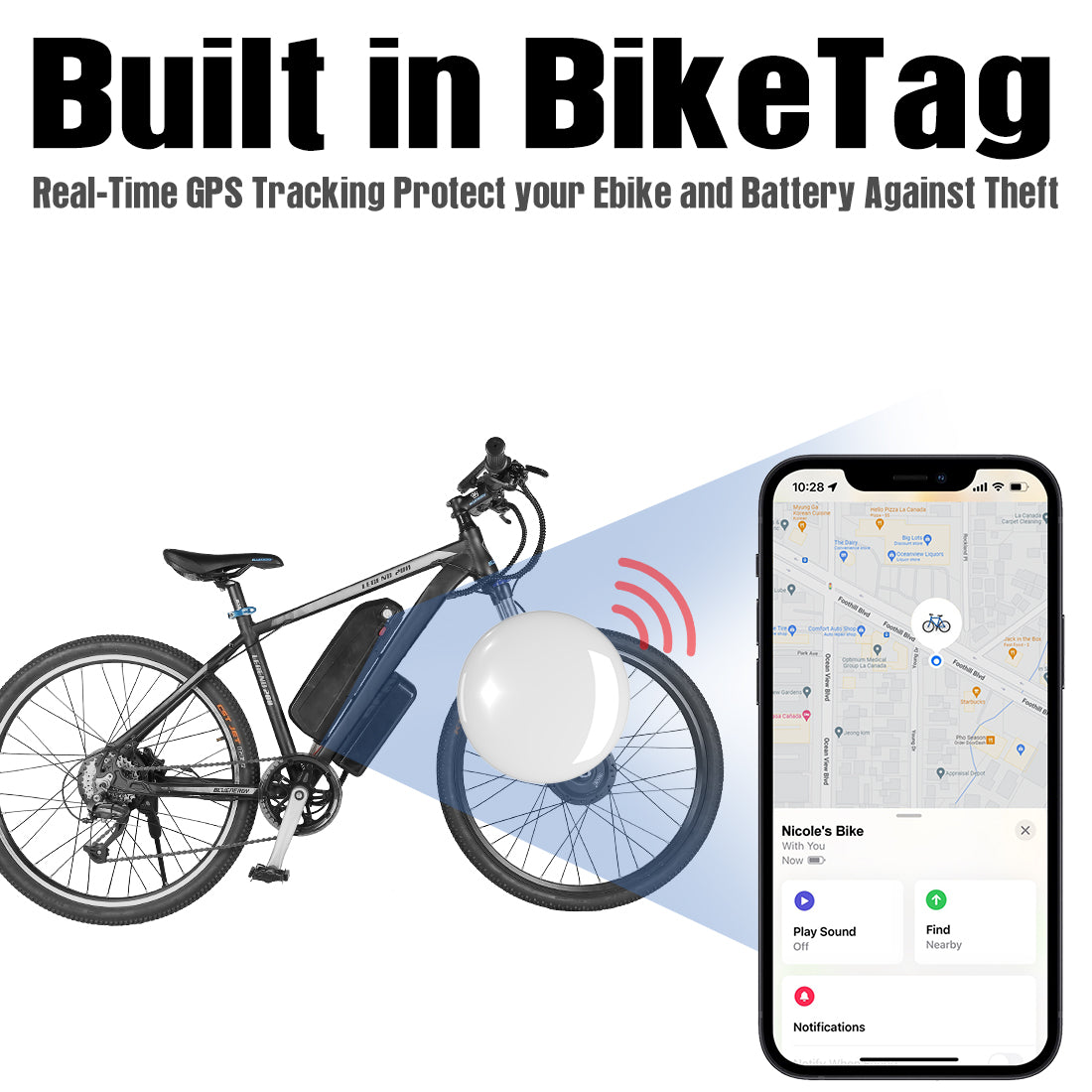 Varstrom Built-in Hailong Down Tube Socket Air Tag eBike Anti-theft Locator