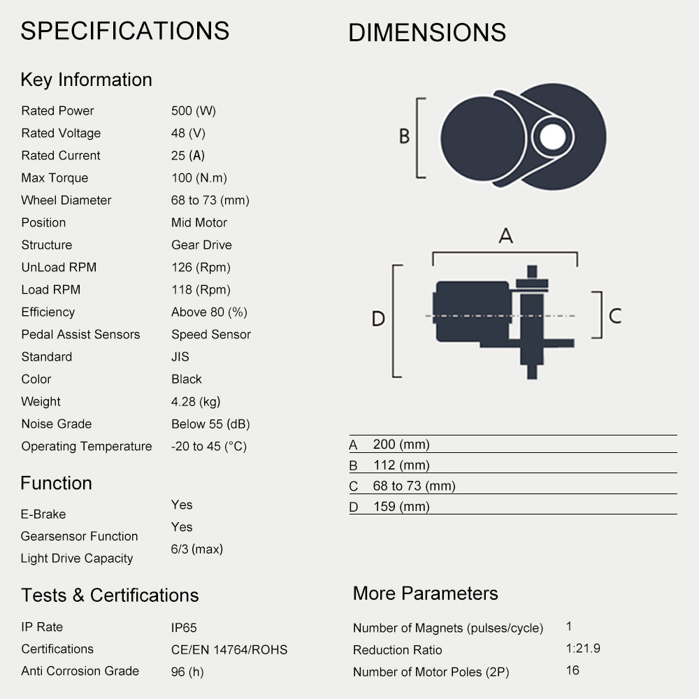 bafang 500w 48v bbs01b mid drive kit specifications - varstrom